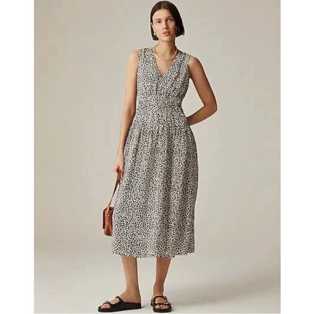 J. Crew Hyacinth Midi dress in leopard crepe de chine